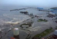 Il porto di Severo-Kurilsk invaso dalle acque del maremoto